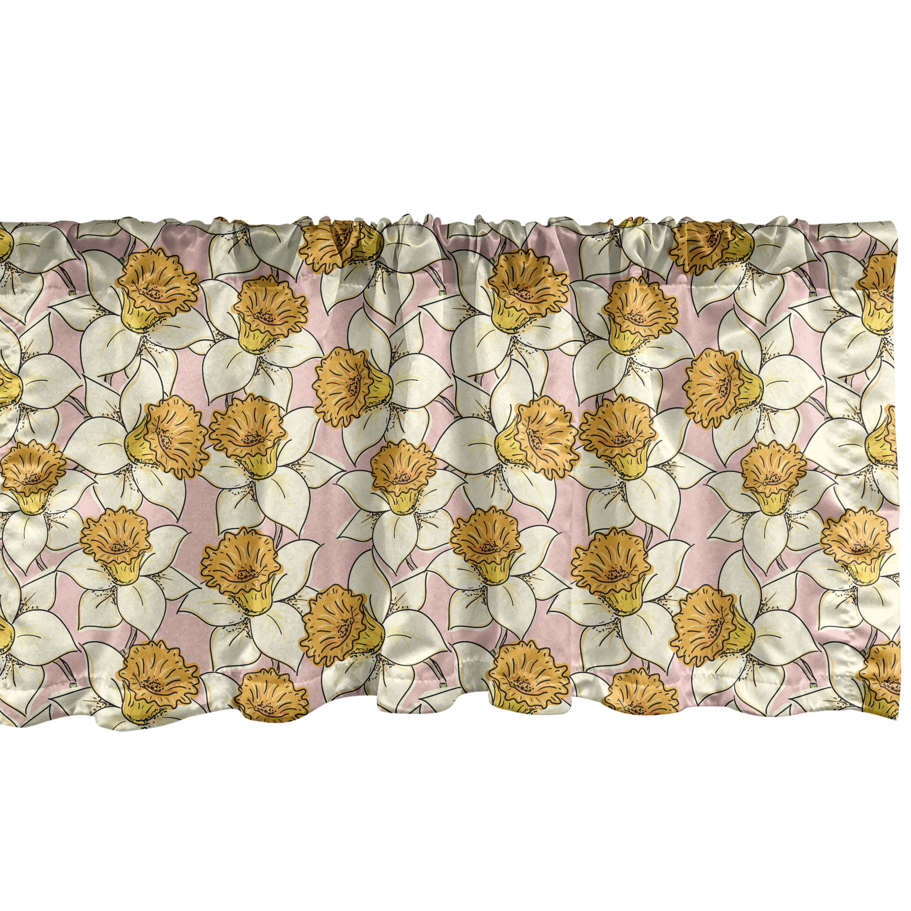 Ambesonne Yellow Flower Window Valance, Flourish Nature, 42
