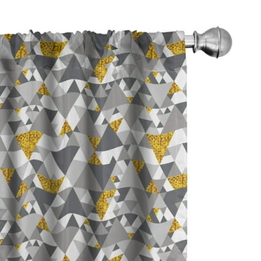 Ambesonne Yellow Grey 4-Panel Curtains, Zig Zag Triangles, 56"x84", Charcoal Grey Marigold