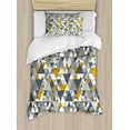 thumbnail image 1 of Ambesonne Yellow Grey Duvet Cover Sets, Zig Zag Triangles, 2-Twin, Charcoal Grey Marigold, 1 of 3