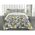 thumbnail image 1 of Ambesonne Yellow Grey Quilted Bedspread Set 3 Pcs, Zig Zag Triangles, King Size, Charcoal Grey Marigold, 1 of 5