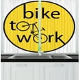 thumbnail image 1 of Ambesonne Yellow Kitchen Curtains, Bike to Work Lettering Sign, 55"x39", Yellow Black, 1 of 2