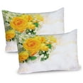 thumbnail image 1 of Ambesonne Yellow Pillow Sham 2 Pack, Bouquet of Romantic Flower, 26"x20", Yellow Pearl Fern Green, 1 of 3