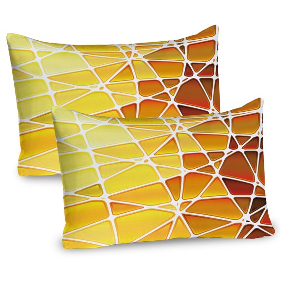 Ambesonne Yellow Pillow Sham 2 Pack, Geometrical Ombre Shapes, 36"x20", Marigold Yellow