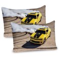 thumbnail image 1 of Ambesonne Yellow Pillow Sham 2 Pack, Racer Speedy Sports Car, 26"x20", Yellow Warm Taupe, 1 of 3