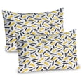 thumbnail image 1 of Ambesonne Yellow Pillow Sham 2 Pack, Watercolor Boho Feathers Art, 30"x20", Mustard Black and Grey, 1 of 3