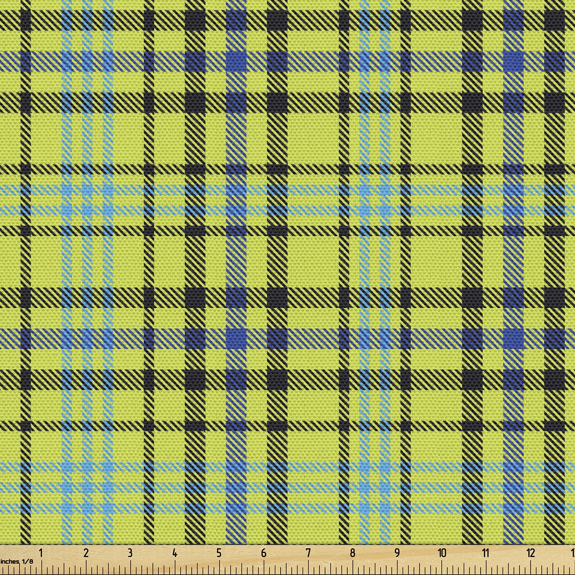Ambesonne Yellow Plaid Fabric by the Yard Upholstery, Tartan Minimalist ...