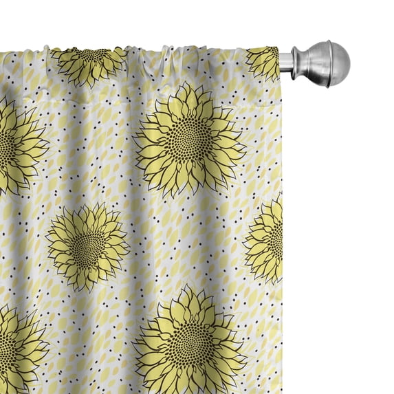 Ambesonne Yellow Polka Dot 4-Panel Curtains, Sunflowers Spots, 56"x84", Pastel Yellow Dark Grey