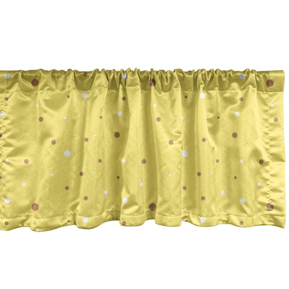Ambesonne Yellow Polka Dot Window Valance, Big or Small Spots, 54" X 12", Pastel Yellow Pale Brown