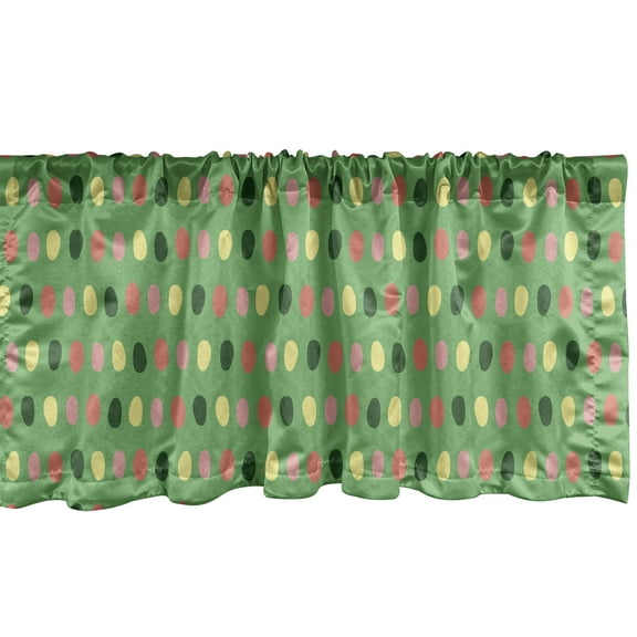 Ambesonne Yellow Polka Dot Window Valance, Vibrant Geometric Funny Oval Repetitive Pattern Print, Curtain Valance for Kitchen Bedroom Decor with Rod Pocket, 54" X 18", Fern Green Multicolor