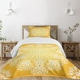 thumbnail image 1 of Ambesonne Yellow Quilted Bedspread Set 2 Pcs, Floral Snowflakes, Twin Size, Yellow and White, 1 of 5