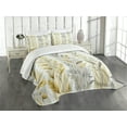 thumbnail image 1 of Ambesonne Yellow Quilted Bedspread Set 3 Pcs, Leaves of Modern Farmhouse, Queen Size, Pale Coffee Purpleblue, 1 of 4