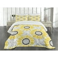thumbnail image 1 of Ambesonne Yellow Quilted Bedspread Set 3 Pcs, Sun Flower Nature Art, King Size, Yellow Grey, 1 of 5