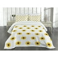 thumbnail image 1 of Ambesonne Yellow Quilted Bedspread Set 3 Pcs, Sunflower Pattern Nature, Queen Size, Yellow, 1 of 5