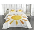 thumbnail image 1 of Ambesonne Yellow Quilted Bedspread Set 3 Pcs, Watercolor Sun, Queen Size, Yellow, 1 of 5