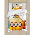 thumbnail image 1 of Ambesonne Yellow Submarine Duvet Cover Sets, Sea Cartoon, 2-Twin, Orange and Yellow, 1 of 4