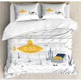thumbnail image 1 of Ambesonne Yellow Submarine Duvet Cover Sets, Treasure Chest, 2-Queen, White and Earth Yellow, 1 of 7