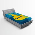 thumbnail image 1 of Ambesonne Yellow Submarine Fitted Sheet, Bubbles Ocean, Twin XL Size, Mustard and Petrol Blue, 1 of 2
