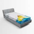 thumbnail image 1 of Ambesonne Yellow Submarine Fitted Sheet, Wavy Sea Sky, Twin Size, Mustard and Blue, 1 of 3