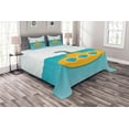 thumbnail image 1 of Ambesonne Yellow Submarine Quilted Bedspread Set 3 Pcs, Bubbles on Sea, King Size, Earth Yellow Pale Blue, 1 of 3