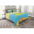 thumbnail image 1 of Ambesonne Yellow Submarine Quilted Bedspread Set 3 Pcs, Sea Creatures, King Size, Blue Yellow Beige, 1 of 3