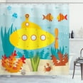 thumbnail image 1 of Ambesonne Yellow Submarine Shower Curtain, Sea Life Theme, 69"Wx70"L, Yellow Pale Blue, 1 of 5