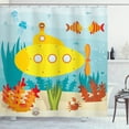 thumbnail image 1 of Ambesonne Yellow Submarine Shower Curtain, Sea Life Theme, 69"Wx75"L, Yellow Pale Blue, 1 of 3