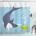 thumbnail image 1 of Ambesonne Yellow Submarine Shower Curtain, Shark Bubbles, 69"Wx75"L, Blue Grey Yellow, 1 of 3