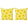 thumbnail image 1 of Ambesonne Yellow Throw Pillow Cover 2 Pack, Plumeria Flower Blossoms, 24", Yellow and White, 1 of 2