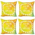 thumbnail image 1 of Ambesonne Yellow Throw Pillow Cover 4 Pack, Sun Love Art, 16", Yellow, 1 of 5