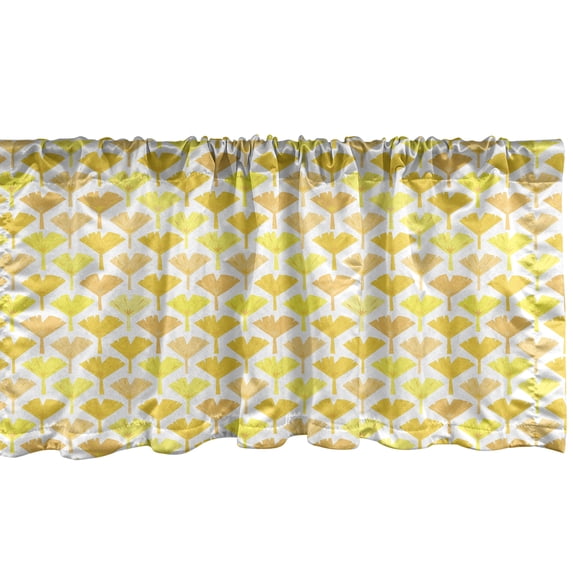 Ambesonne Yellow and White Window Valance, Monochrome Interpretation of Ginkgo Nut Leaves, Curtain Valance for Kitchen Bedroom Decor with Rod Pocket, 54" X 18", Dark Yellow Pastel Yellow