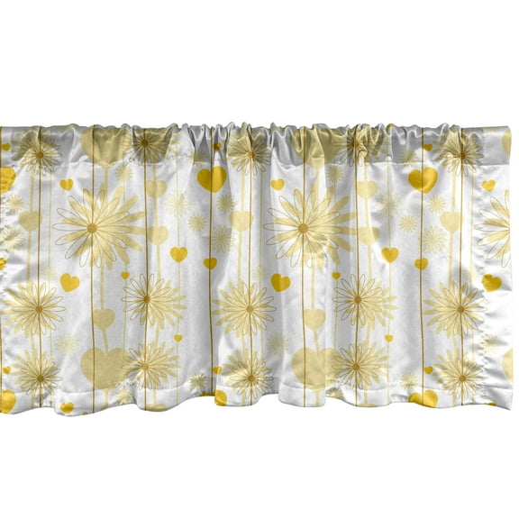 Ambesonne Yellow Window Valance, Valentines Floral Design, 54" X 18", Earth Yellow Beige