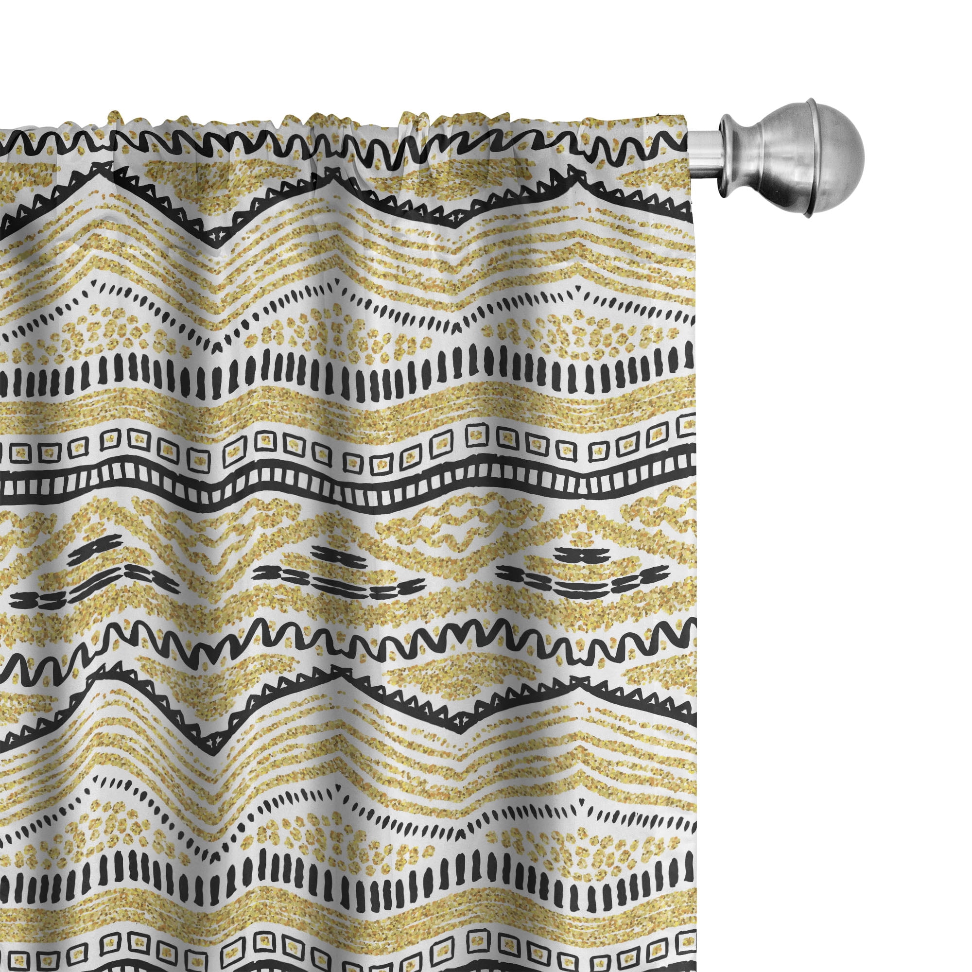 Ambesonne Yellow and Black Curtains, Zig Zag Lines, Pair of 28"x84 ...