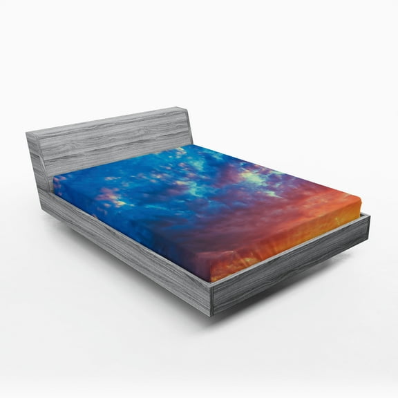 Ambesonne Yellow and Blue Fitted Sheet, Dramatic Sky, Queen Size, Coral Earth Yellow