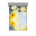 thumbnail image 1 of Ambesonne Yellow and Blue Fitted Sheet & Pillow Sham Set, Romance Bouquet, Full, Violet Blue Earth Yellow, 1 of 2