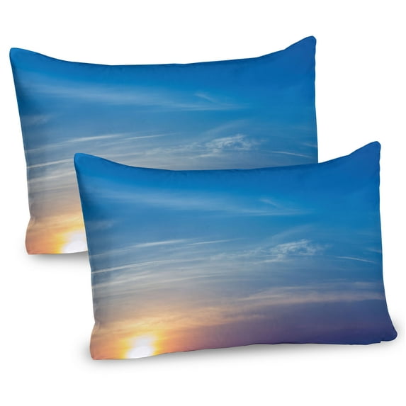 Ambesonne Yellow and Blue Pillow Sham 2 Pack, Blurry Sunrise, 30"x20", Lavender Blue Yellow