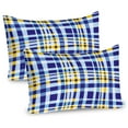 thumbnail image 1 of Ambesonne Yellow and Blue Pillow Sham 2 Pack, Scottish Tartan, 30"x20", Pale Violet Blue, 1 of 3