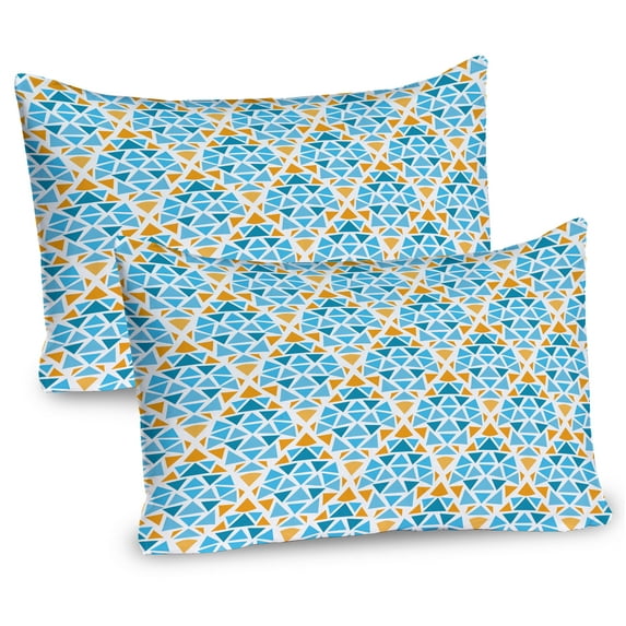 Ambesonne Yellow and Blue Pillow Sham 2 Pack, Triangle Motif, 26"x20", Aqua Teal Marigold