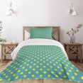 thumbnail image 1 of Ambesonne Yellow and Blue Quilted Bedspread Set 2 Pcs, Nostalgic Dots, Twin Size, Teal Yellow, 1 of 5