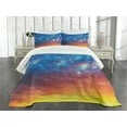 thumbnail image 1 of Ambesonne Yellow and Blue Quilted Bedspread Set 3 Pcs, Dramatic Sky, King Size, Coral Earth Yellow, 1 of 5