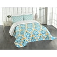 thumbnail image 1 of Ambesonne Yellow and Blue Quilted Bedspread Set 3 Pcs, Triangle Motif, King Size, Aqua Teal Marigold, 1 of 5