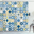 thumbnail image 1 of Ambesonne Yellow and Blue Shower Curtain, Mosaic Azulejo, 69"Wx84"L, Violet Blue Mustard, 1 of 3