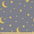 thumbnail image 1 of Ambesonne Yellow and Gray Fabric by the Yard Upholstery, Cartoon Stars Moons, 3 Yards, Pale Orange Purpleblue, 1 of 5