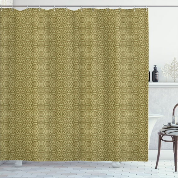 Ambesonne Yellow and Gray Shower Curtain, Floral Ornament Art, 69"Wx75"L, Green Brown Redwood