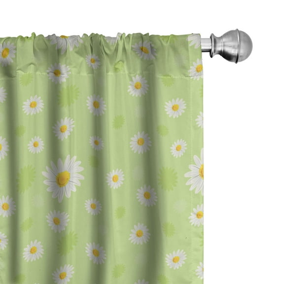 Ambesonne Yellow and Green Curtains, Spring Daisy, Pair of 28"x63", Pistachio Green Marigold