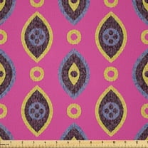 Ambesonne Yellow and Purple Fabric by the Yard Microfiber, Geometric Style, 1 Yard, Hot Pink Dark Taupe