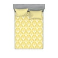 thumbnail image 1 of Ambesonne Yellow and White Fitted Sheet & Pillow Sham Set, Round Floral Motif, Queen, Earth Yellow White, 1 of 2