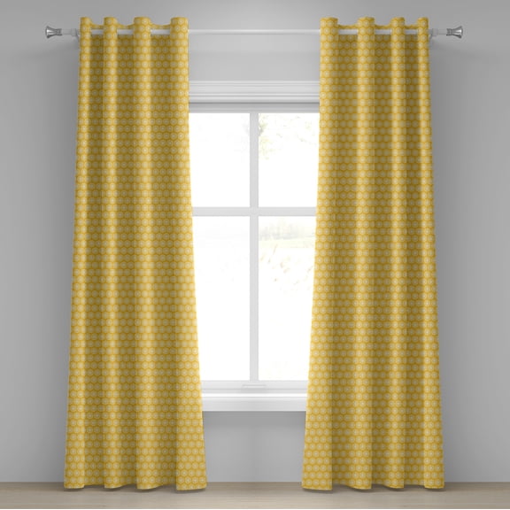 Ambesonne Yellow and White Grommet Curtain, Shabby Blossom, 50" x 84", Marigold White