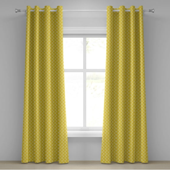 Ambesonne Yellow and White Grommet Curtain, Wheat Field, 50" x 120", Earth Yellow White