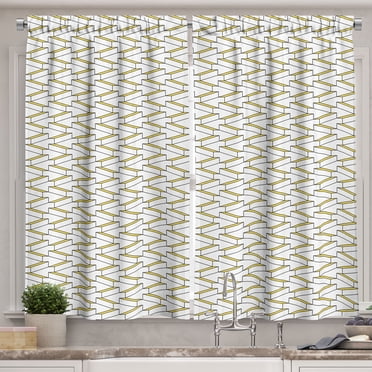 Ambesonne Yellow and White Kitchen Curtains, Country Picnic, 55"x45 ...