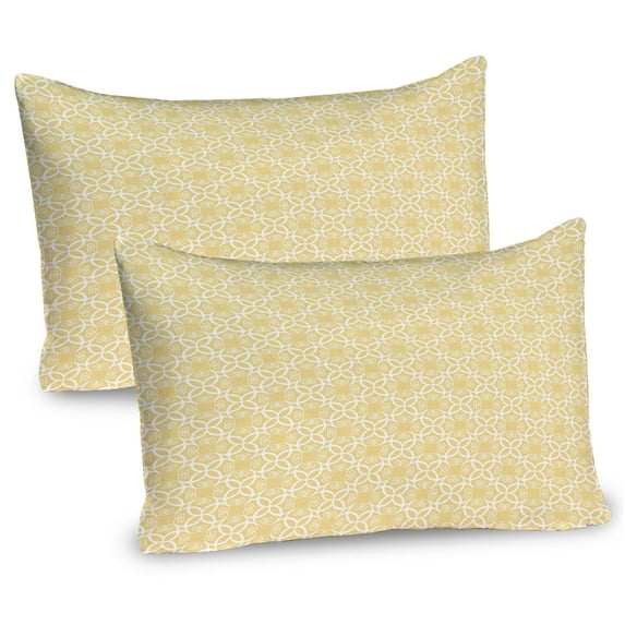 Ambesonne Yellow and White Pillow Sham 2 Pack, Ornate Floral, 36"x20", Pale Yellow White